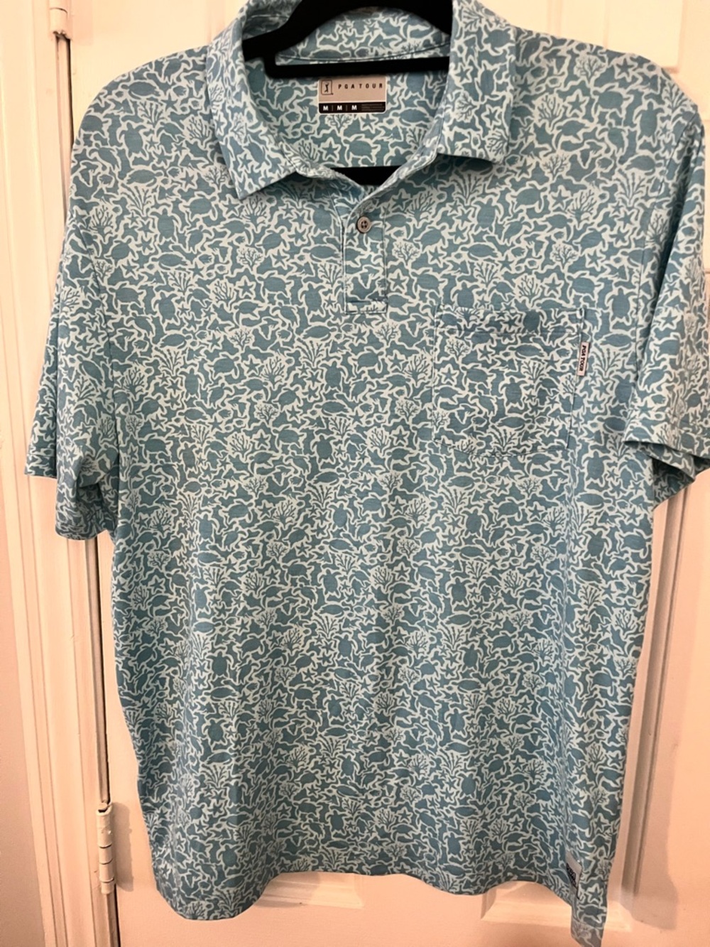 Izod Men’s Aqua Blue Floral-Pattern Polo